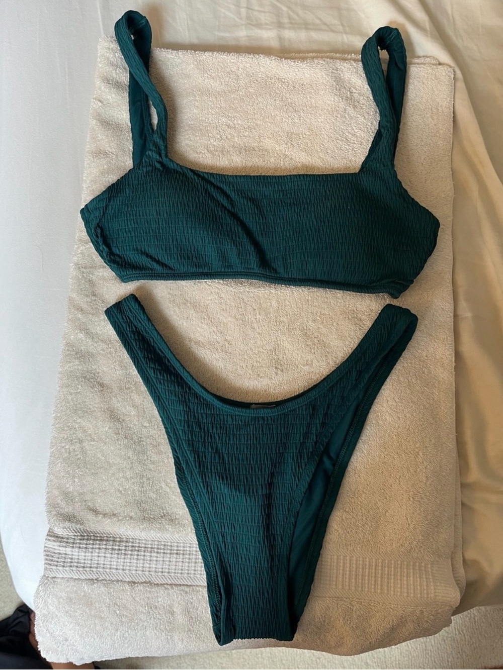 aerie Deep Teal Textured Rib Bikini Set